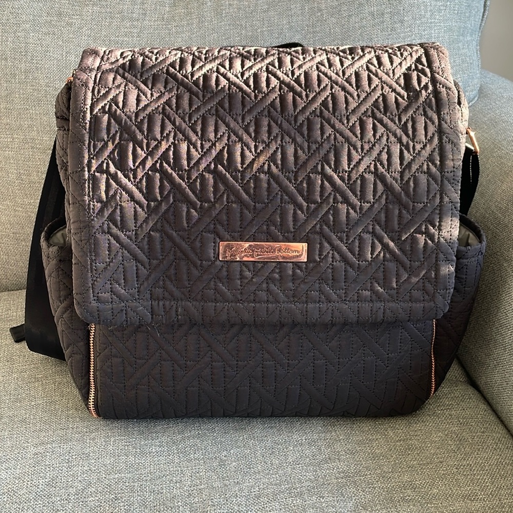 Petunia Pickle Bottom Boxy Backpack Diaper Bag Black With Rose Gold